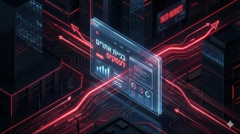 כרטיס עתידני המציג בתוכו טקסט של בניית אתרים לעסקים ונראה כמו אתר לעסק