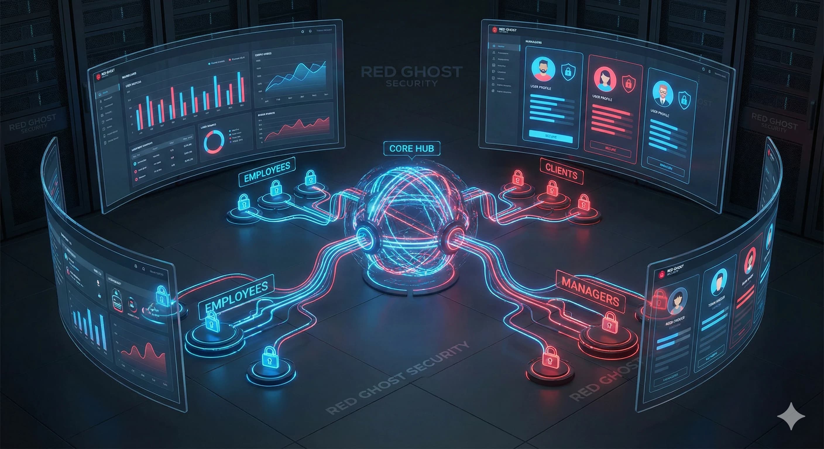 איור עתידני המציג אתרי איקומרס ואתרי תדמית מסביב למכונה